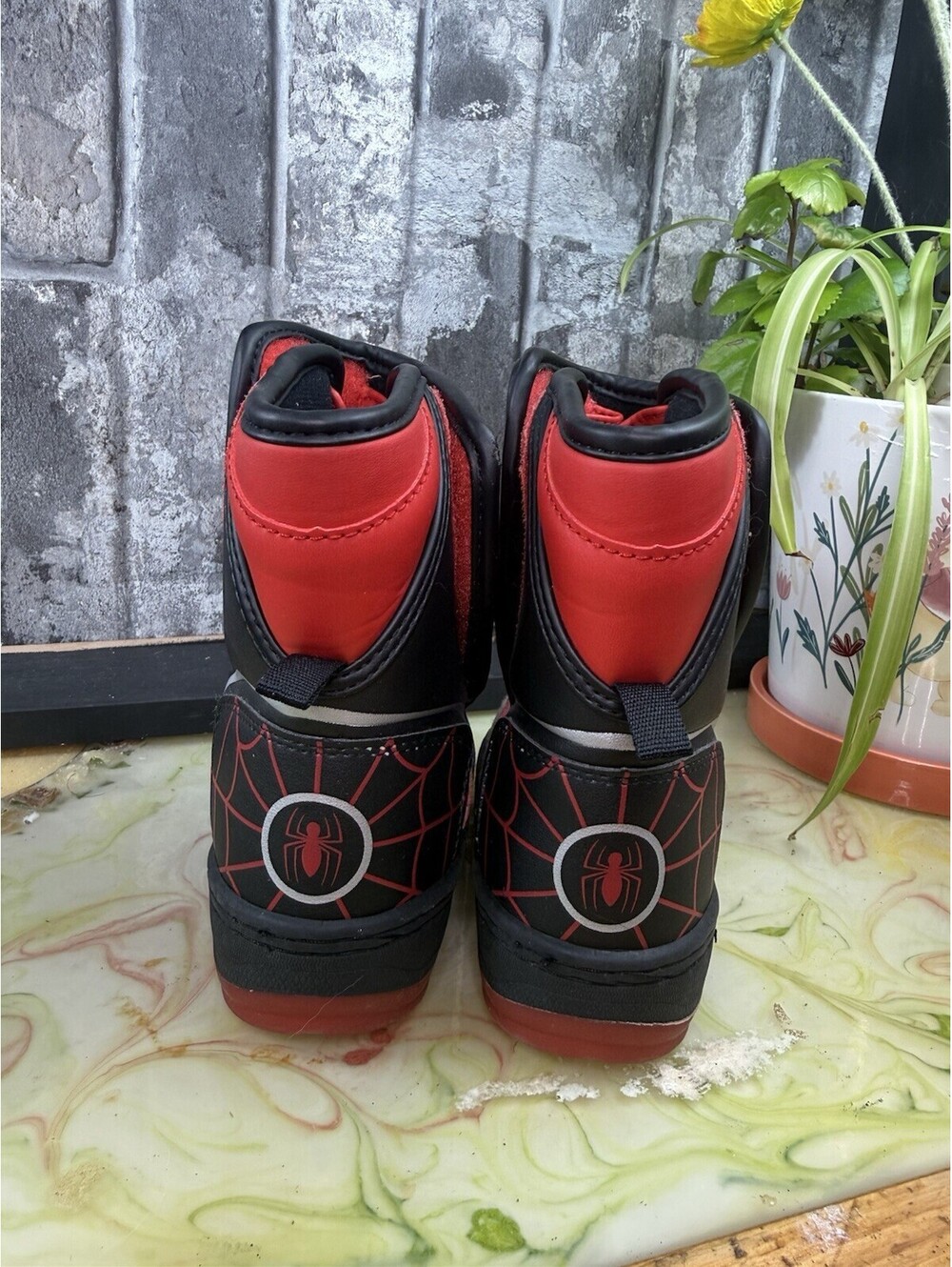 Marvel Spider-Man Kids Red/Black Synthetic Ankle Boots Round Toe US 7 - Picture 4 of 6